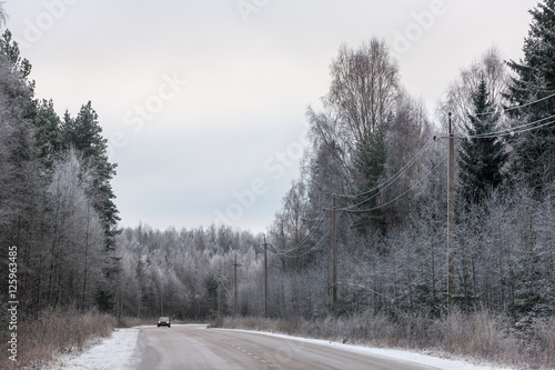 road on a cold winter day