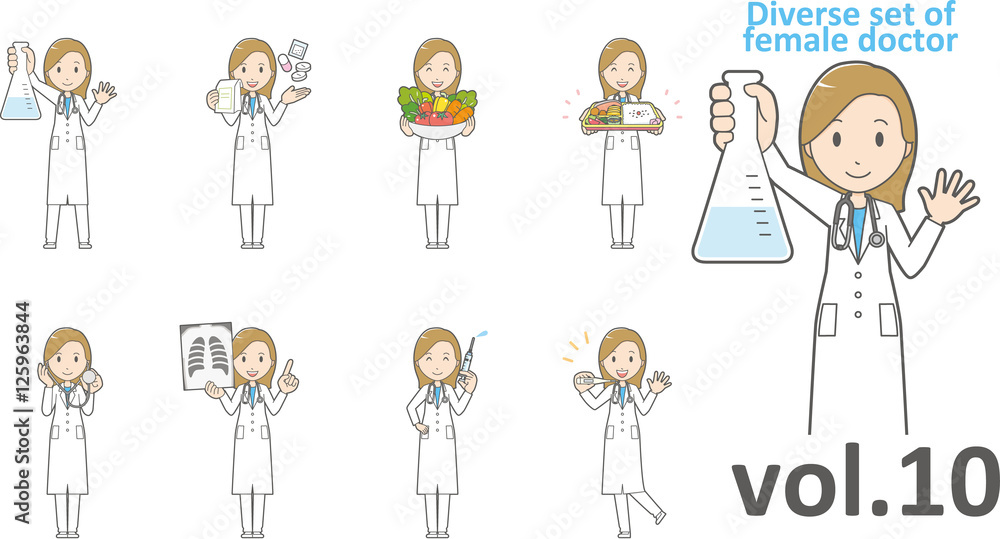 Diverse set of female doctor , EPS10 vector format vol.10 Diverse set of female doctor , EPS10 vector format vol.10