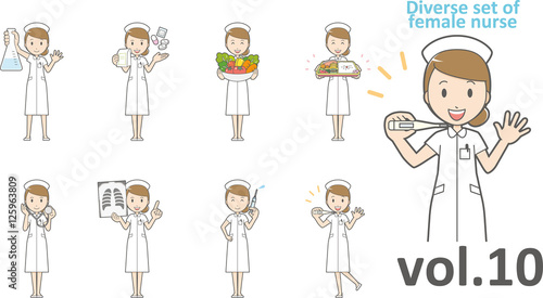 Diverse set of female nurse , EPS10 vector format vol.10