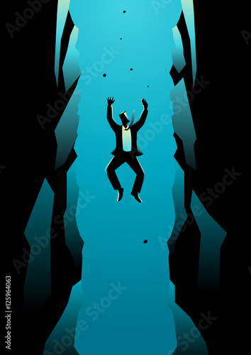 Businessman Falling Into Pit