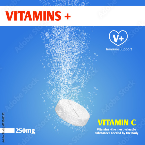 Effervescent soluble pills vector packaging template