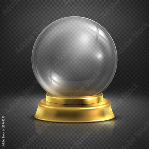 Boule, glass empty magic ball, snow globe vector illustration