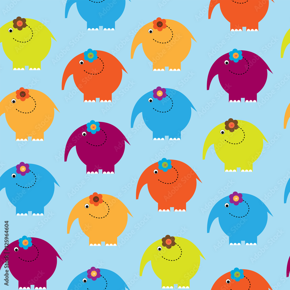Seamless pattern with cute colorful elephants Seamless pattern with cute colorful elephants