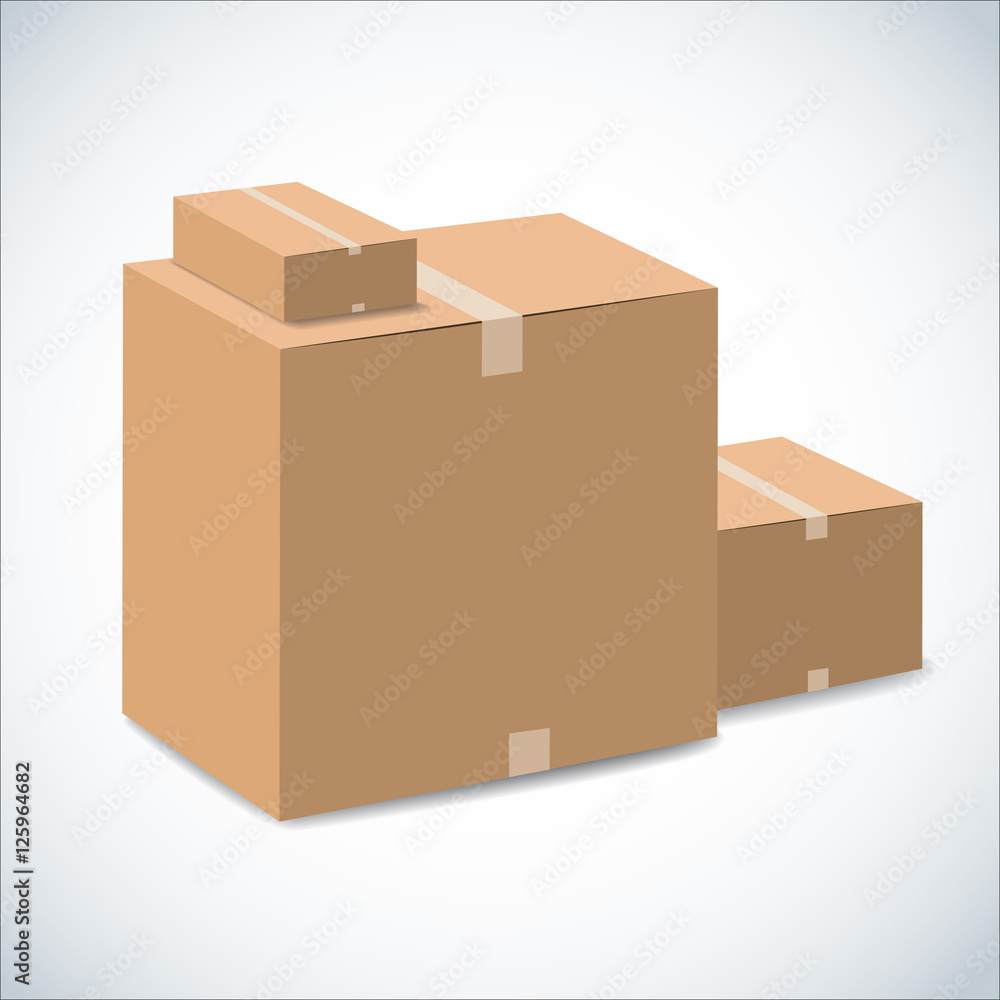 Fototapeta premium brown boxes recycle on white.