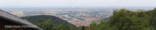 High resolution high angle view panorama of city Heidelberg