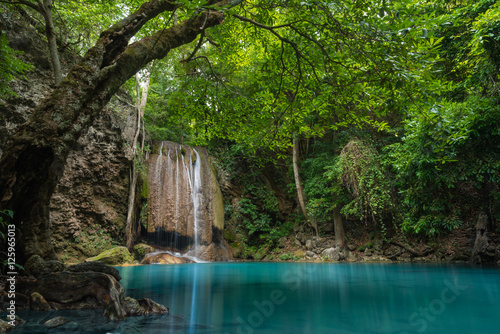 Waterfall in deep forest , Erawan waterfall National Park