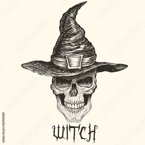 Head of witch with hat