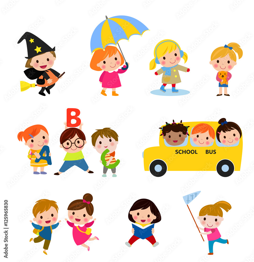 Group of kids set Group of kids set