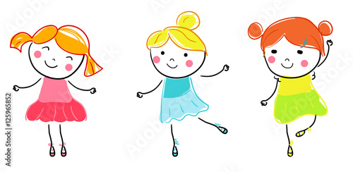 Illustration of Children Practicing Ballet