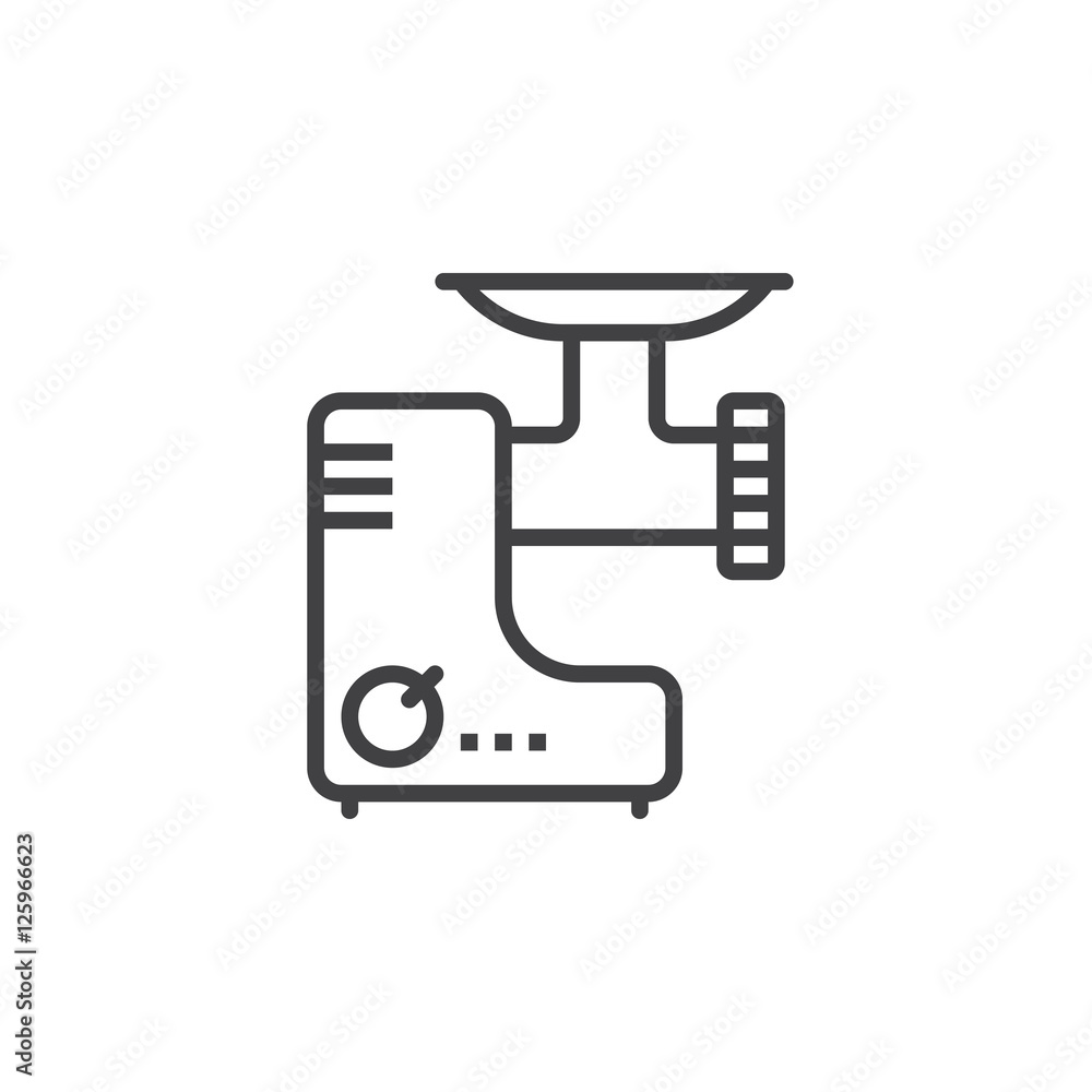 Meat grinder line icon, electric mincer outline vector sign, linear pictogram isolated on white. logo illustration Meat grinder line icon, electric mincer outline vector sign, linear pictogram isolated on white. logo illustration