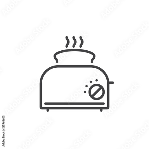 Toaster with toast line icon, outline vector sign, linear pictogram isolated on white. logo illustration
