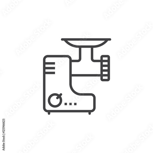 Meat grinder line icon, electric mincer outline vector sign, linear pictogram isolated on white. logo illustration