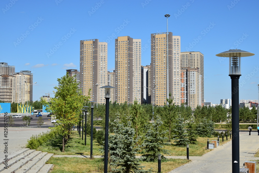 Fototapeta premium Modern residential building in Astana, capital of Kazakhstan
