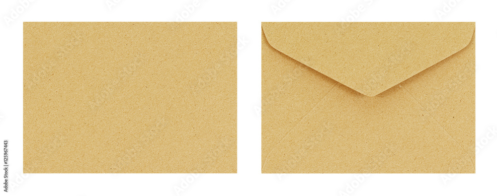 Brown envelope front and back isolate on white background, Clipp Brown envelope front and back isolate on white background, Clipp