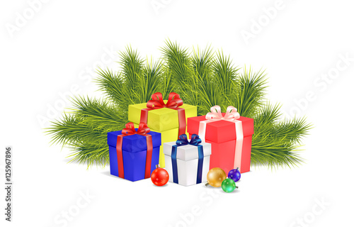 Christmas gift boxes on a white background
