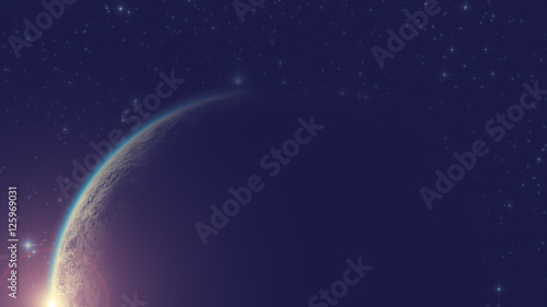 Fototapeta Naklejka Na Ścianę i Meble -  Planet and sunrise / sunset over horizon.