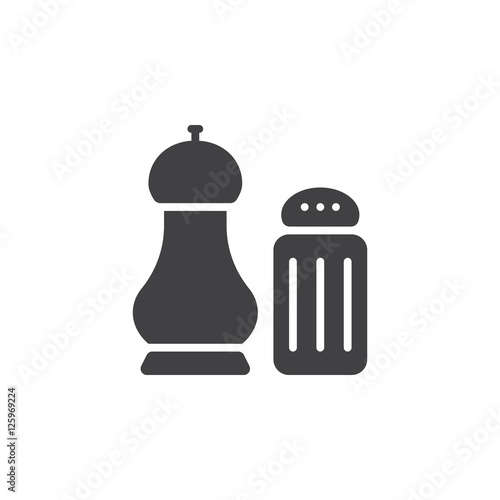 salt and pepper shakers icon vector, solid flat sign, pictogram isolated on white, logo illustration