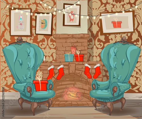 christmas cartoon interior