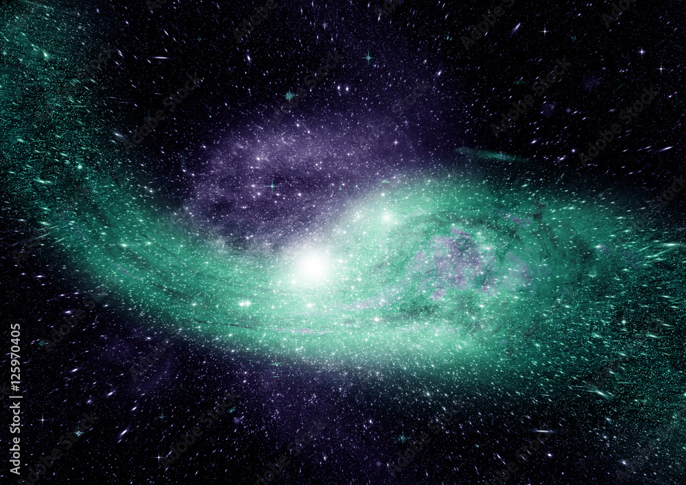 Fototapeta premium Stars, dust and gas nebula in a far galaxy