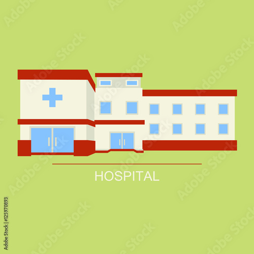 Vector illustration with contemporary multistorey hospital