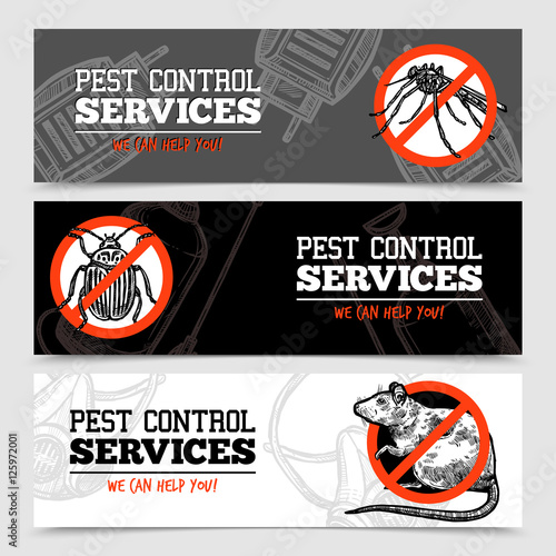 Sketch Pest Control Insect Banners