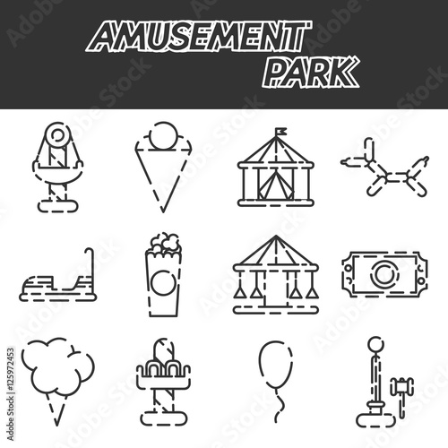 Amusement park icon set