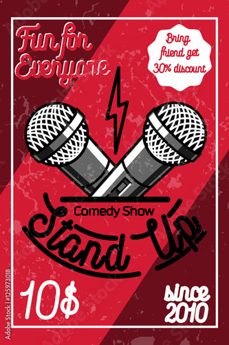 Color vintage Stand up comedy show poster