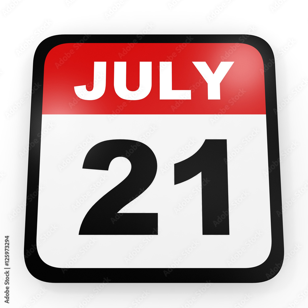 July 21. Calendar on white background. July 21. Calendar on white background.