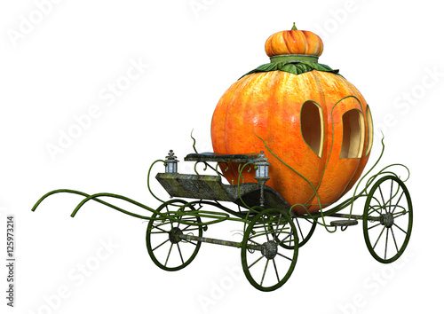3D Rendering Cinderella Carriage on White