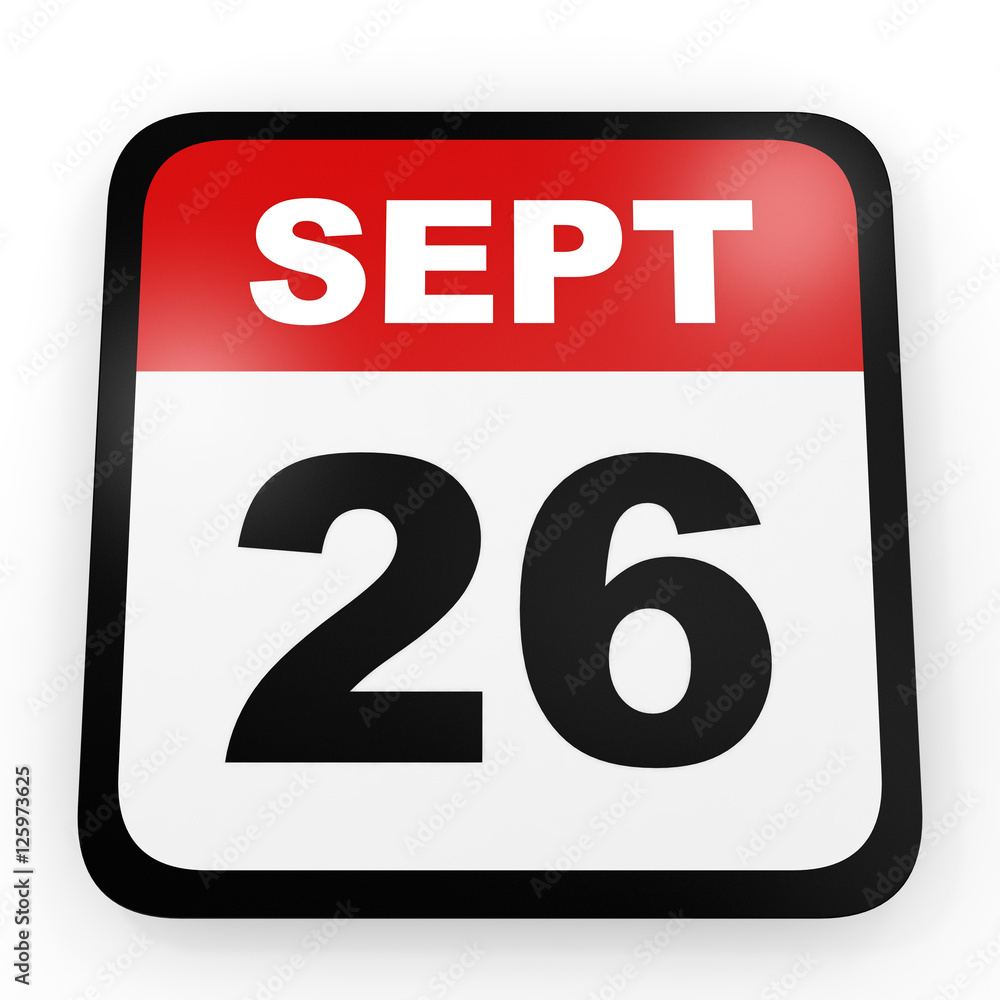 September 26. Calendar on white background. September 26. Calendar on white background.
