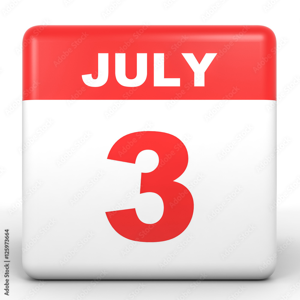 July 3. Calendar on white background. July 3. Calendar on white background.