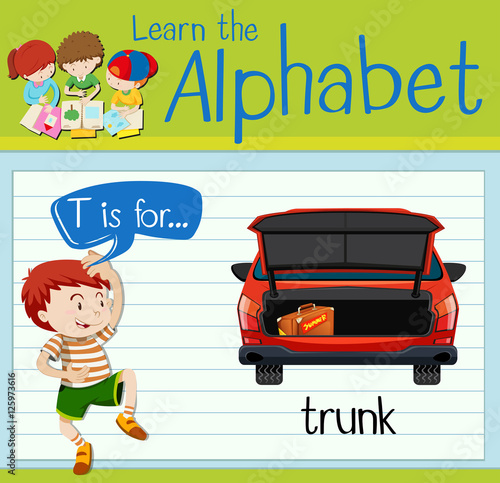 Flashcard alphabet T is for trunk