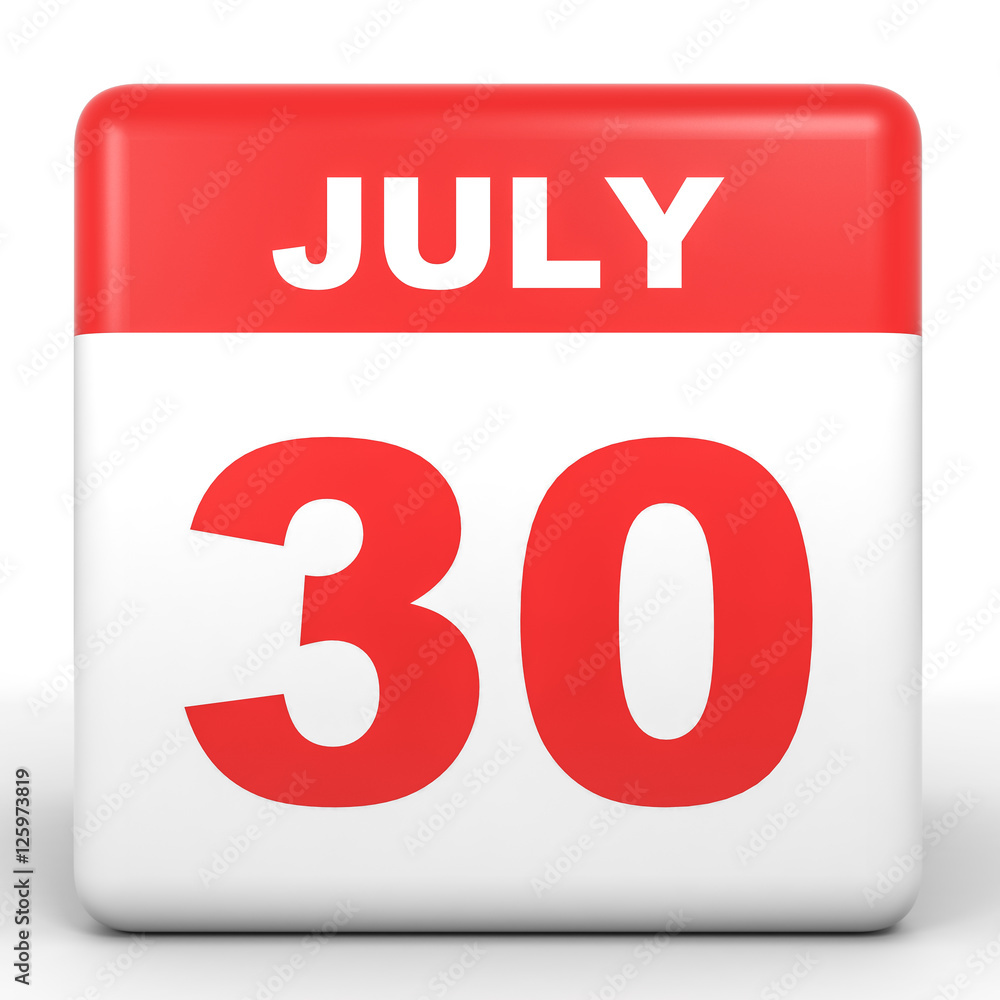 July 30. Calendar on white background. July 30. Calendar on white background.