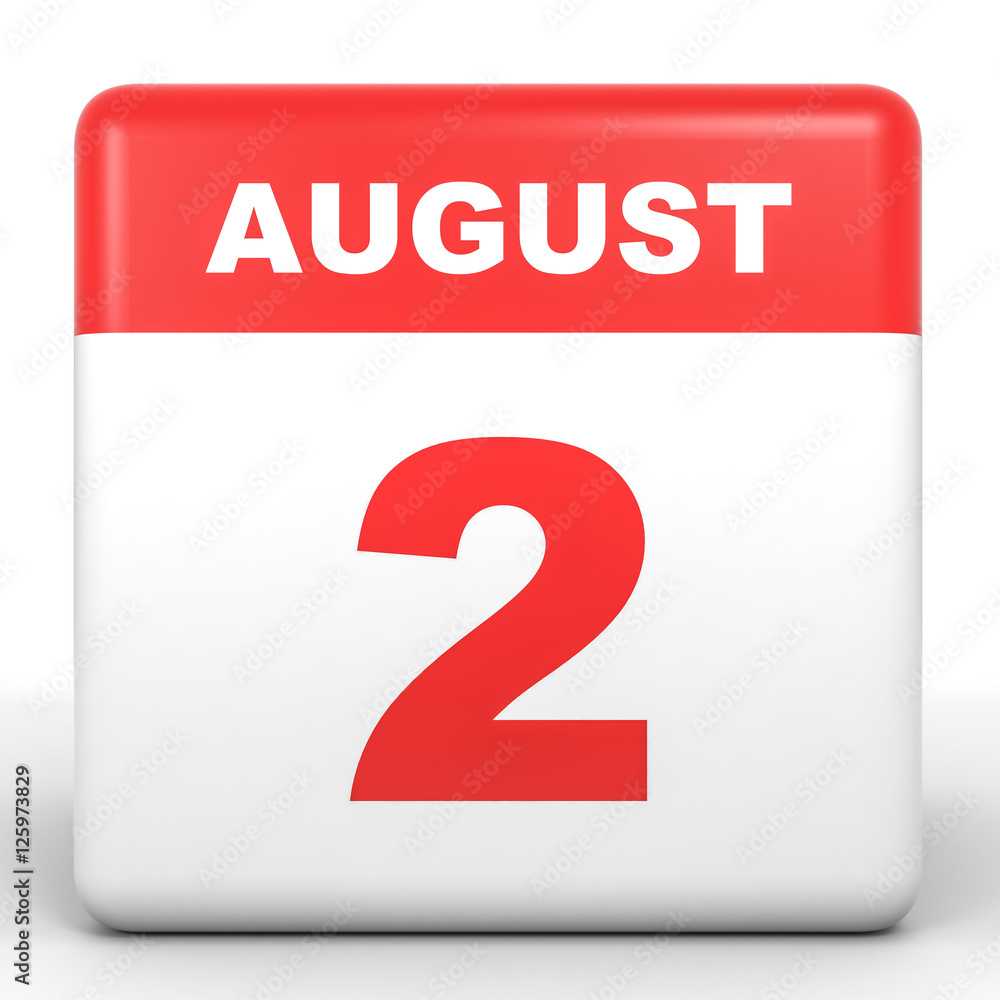 August 2. Calendar on white background. August 2. Calendar on white background.
