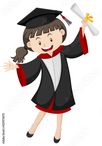 Woman in graduation gown and certificate
