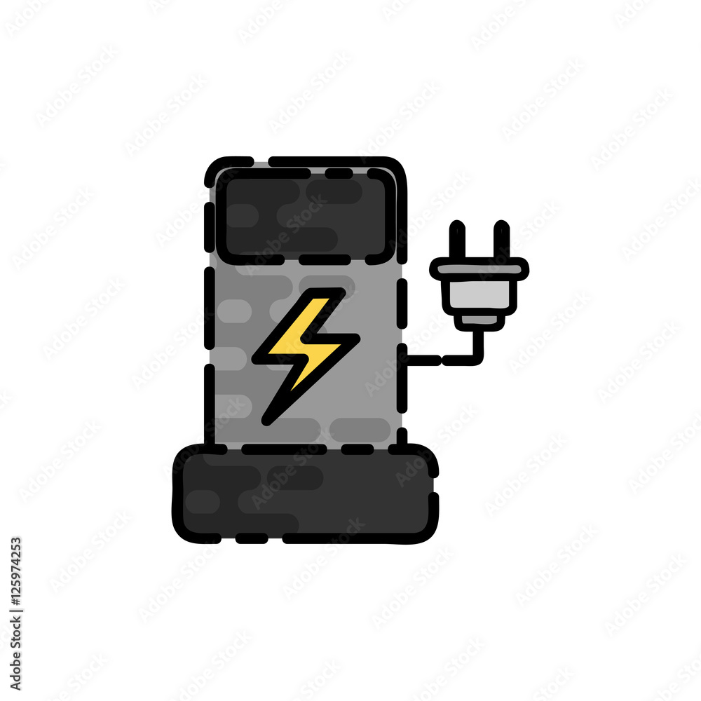 Electric car flat icon Electric car flat icon