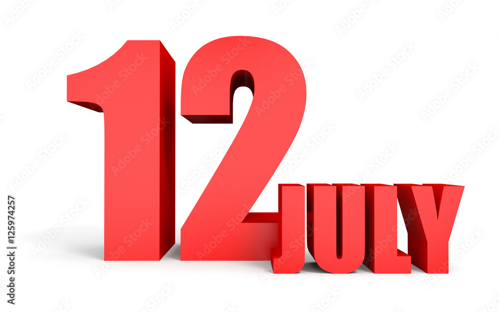 July 12. Text on white background. July 12. Text on white background.