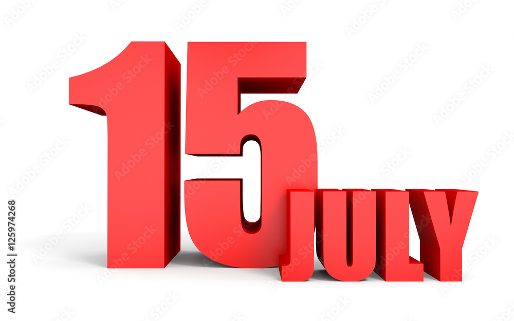 July 15. Text on white background. July 15. Text on white background.