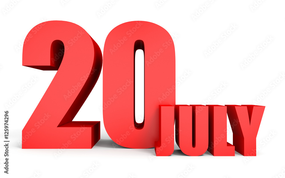 July 20. Text on white background. July 20. Text on white background.