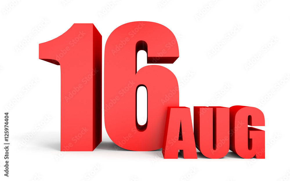 August 16. Text on white background. August 16. Text on white background.