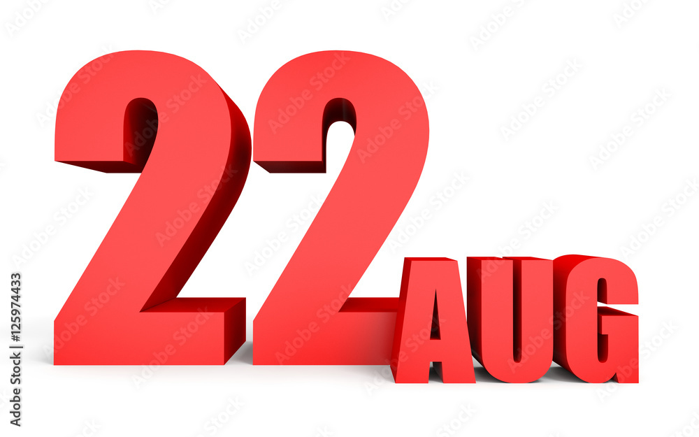 August 22. Text on white background. August 22. Text on white background.