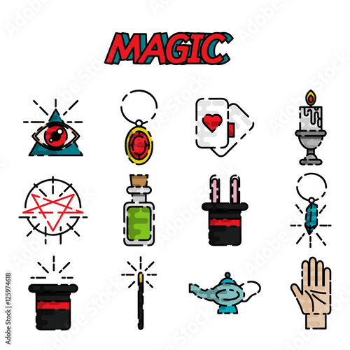 Magic flat icon set