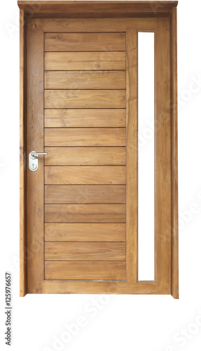 Wooden teak door isolated on white background