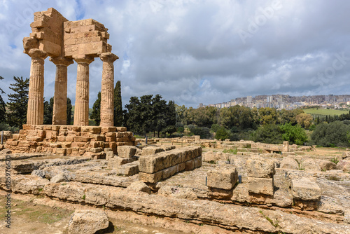 Temple of Dioscuri (Castor and Pollux). UNESCO World Heritage Site. Valley of the Temples. Agrigento, Sicily, Italy