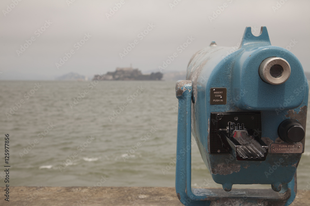 Telescope looking out towards Alcatraz Island Telescope looking out towards Alcatraz Island