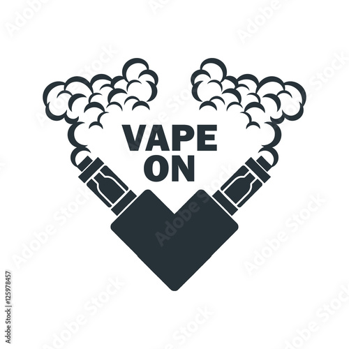 Vector emblem of the electronic cigarette with steam