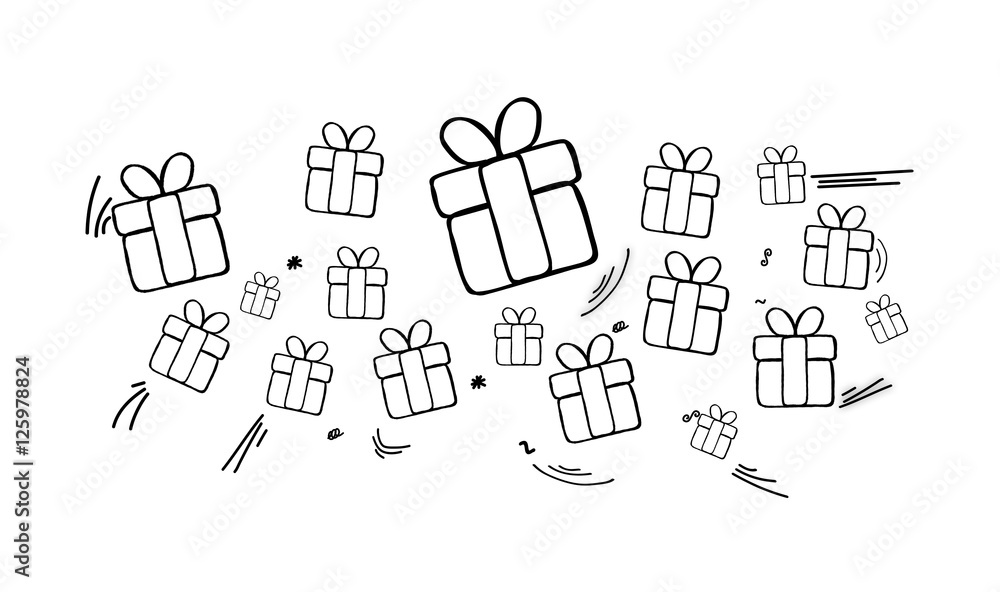 Fresco of gift hand drawn icons Fresco of gift hand drawn icons