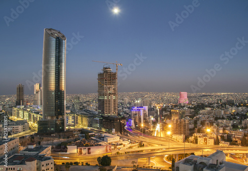 Amman Landscape at night - The new downtown of Amman Abdali area night view photo