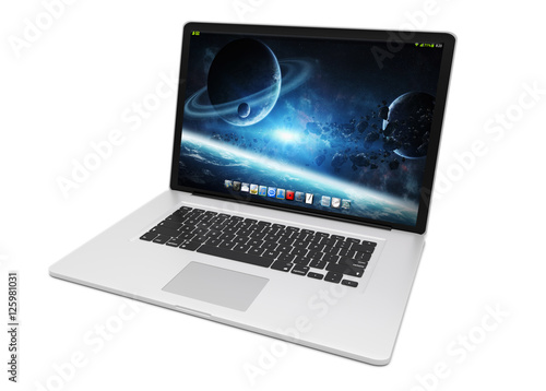 Modern metallic laptop on white background 3D rendering