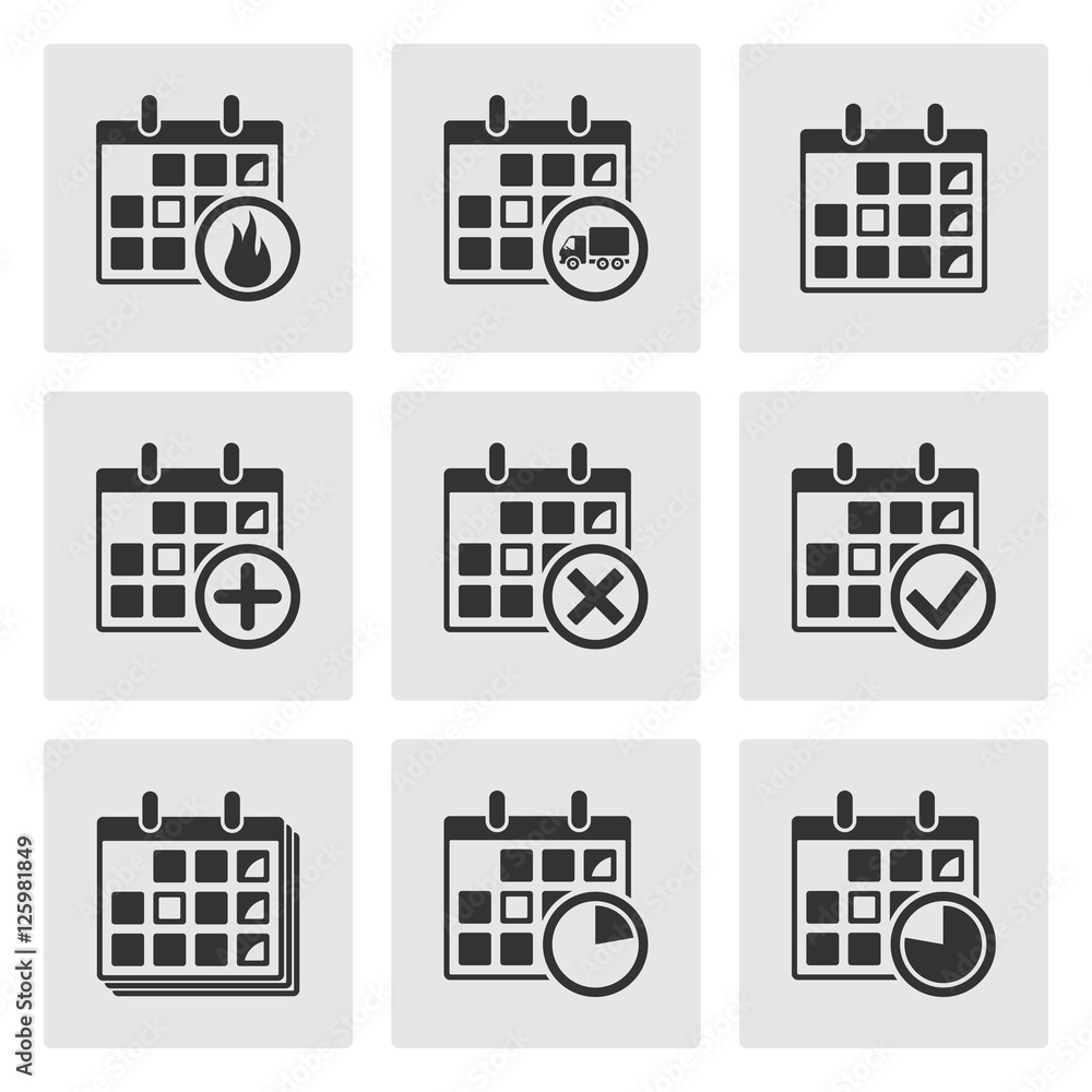 Obraz premium Calendar Icons. Events, Progress, Delivery. Vector